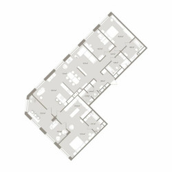 Планировка 4+ комнатной(апартаменты) площадью 198.34 квадратных метров в ЖК “ЖК D'ORO MILLE (Доро Милле)”