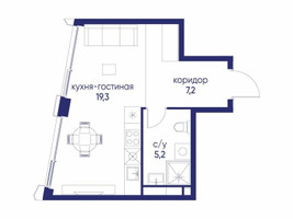 Планировка студии(квартира) площадью 31.72 квадратных метров в “ЖК Остров”