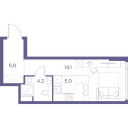 Планировка студии(квартира) площадью 28.3 квадратных метров в ЖК “ЖК Лот от Аквилон”