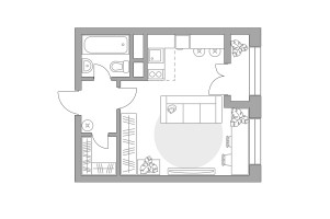 Планировка студии(квартира) площадью 32.03 квадратных метров в “ЖК Пехра”