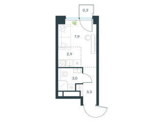 Планировка студии(квартира) площадью 17.4 квадратных метров в ЖК “ЖК Левел Звенигородская”