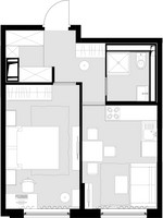 Планировка однокомнатной(квартира) площадью 33.5 квадратных метров в “ЖК MALEVICH (Малевич)”