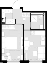 Планировка однокомнатной(квартира) площадью 33.5 квадратных метров в ЖК “ЖК MALEVICH (Малевич)”
