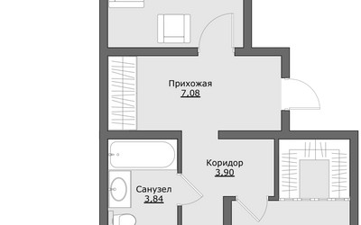 Планировка двухкомнатной(квартира) площадью 60.4 квадратных метров в ЖК “ЖК Клевер”