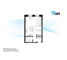 Планировка двухкомнатной(апартаменты) площадью 53.4 квадратных метров в “ЖК Резиденции Архитекторов”