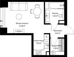 Планировка студии(квартира) площадью 32.31 квадратных метров в “ЖК Веер”