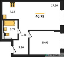 Планировка однокомнатной(квартира) площадью 40.79 квадратных метров в “ЖК Егорово Парк”