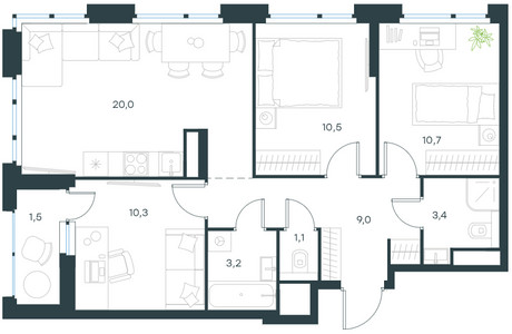 Планировка квартиры, ID 552225