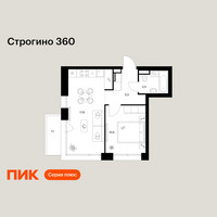 Планировка однокомнатной(квартира) площадью 38.5 квадратных метров в “ЖК Строгино 360”