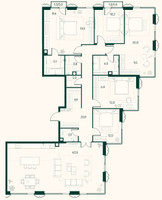 Планировка 4+ комнатной(квартира) площадью 209.6 квадратных метров в “ЖК Клубный город на реке Primavera (Примавера)”