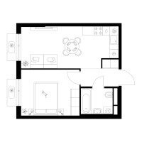 Планировка однокомнатной(квартира) площадью 36.5 квадратных метров в “Квартал Мит”