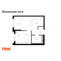 Планировка однокомнатной(квартира) площадью 33.16 квадратных метров в “ЖК Ильинские луга”