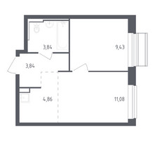 Планировка однокомнатной(квартира) площадью 33.05 квадратных метров в “ЖК Рублевский Квартал”