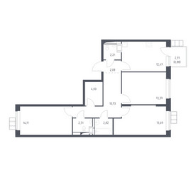 Планировка трехкомнатной(квартира) площадью 78.8 квадратных метров в ЖК “ЖК Алхимово”
