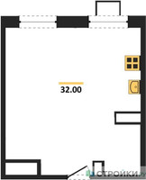 Планировка однокомнатной(апартаменты) площадью 30.4 квадратных метров в “ЖК Легендарный квартал на Ботаническом саду”