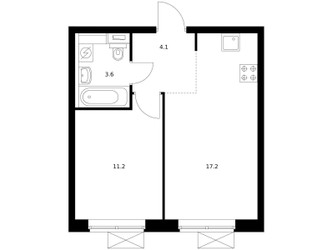 Планировка однокомнатной(квартира) площадью 35.7 квадратных метров в ЖК “ЖК Открытый парк”
