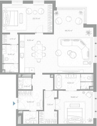 Планировка двухкомнатной(квартира) площадью 145.3 квадратных метров в ЖК “ЖК Николь”