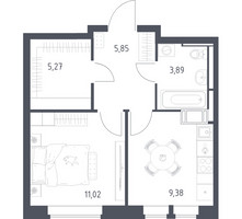 Планировка однокомнатной(квартира) площадью 35.41 квадратных метров в “ЖК Большое Путилково”