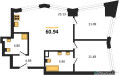 Планировка двухкомнатной(квартира) площадью 60.94 квадратных метров в “UNO Горбунова”