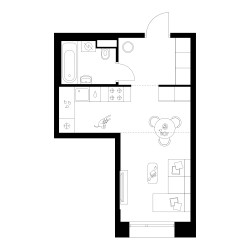 Планировка студии(квартира) площадью 28.3 квадратных метров в ЖК “ЖК Онежский вал”