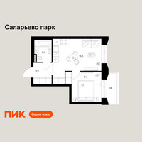 Планировка однокомнатной(квартира) площадью 34.1 квадратных метров в “ЖК Саларьево парк”