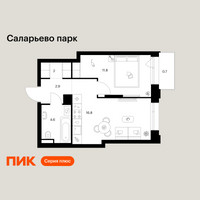 Планировка однокомнатной(квартира) площадью 38.8 квадратных метров в “ЖК Саларьево парк”