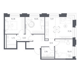 Планировка трехкомнатной(квартира) площадью 68.75 квадратных метров в ЖК “ЖК Верейская 41”