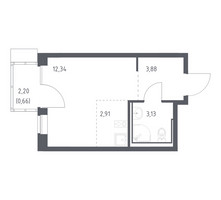 Планировка студии(квартира) площадью 22.92 квадратных метров в “ЖК Молжаниново”