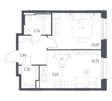 Планировка однокомнатной(квартира) площадью 41.21 квадратных метров в “ЖК Заречье Парк”