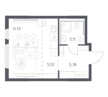 Планировка студии(квартира) площадью 26.14 квадратных метров в “ЖК Пригород Лесное”