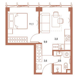 Планировка однокомнатной(квартира) площадью 31.8 квадратных метров в ЖК “ЖК Symphony 34 (Симфония 34)”