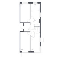 Планировка трехкомнатной(квартира) площадью 76.54 квадратных метров в “ЖК Квартал Западный”