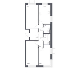 Планировка трехкомнатной(квартира) площадью 76.54 квадратных метров в ЖК “ЖК Квартал Западный”