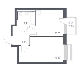 Планировка однокомнатной(квартира) площадью 35.2 квадратных метров в ЖК “ЖК Рублевский Квартал”