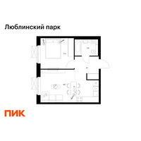 Планировка однокомнатной(квартира) площадью 39.3 квадратных метров в “ЖК Люблинский парк”