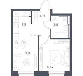 Планировка однокомнатной(квартира) площадью 33.03 квадратных метров в ЖК “ЖК Квартал Строгино”