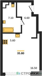 Планировка студии(квартира) площадью 35.8 квадратных метров в ЖК “ЖК СТОУН Грэйн”