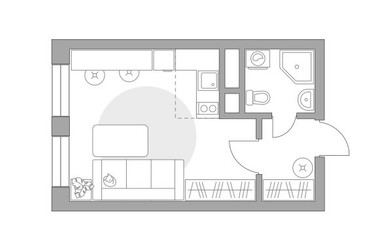 Планировка студии(квартира) площадью 23.72 квадратных метров в ЖК “ЖК Пехра”