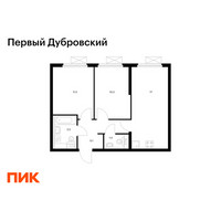 Планировка двухкомнатной(квартира) площадью 49.8 квадратных метров в “ЖК Первый Дубровский”