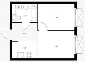 Планировка однокомнатной(квартира) площадью 31.8 квадратных метров в “ЖК Кольская 8”