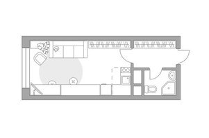 Планировка студии(квартира) площадью 26.53 квадратных метров в “ЖК Пехра”
