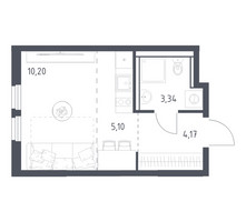 Планировка студии(квартира) площадью 22.81 квадратных метров в “ЖК Пригород Лесное”