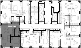 Планировка однокомнатной(квартира) площадью 48.1 квадратных метров в “ЖК SET (Сет)”