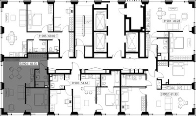 Планировка однокомнатной(квартира) площадью 48.1 квадратных метров в ЖК “ЖК SET (Сет)”
