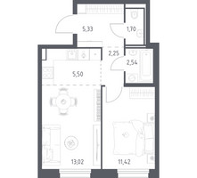 Планировка однокомнатной(квартира) площадью 41.76 квадратных метров в “ЖК Квартал Строгино”