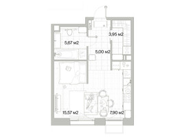 Планировка однокомнатной(квартира) площадью 38.09 квадратных метров в “Архитектурный проект Мыс”