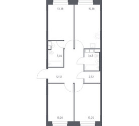 Планировка трехкомнатной(квартира) площадью 78.58 квадратных метров в ЖК “ЖК ЭкоБунино (Южное Бунино)”