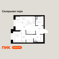 Планировка однокомнатной(квартира) площадью 37.1 квадратных метров в “ЖК Саларьево парк”