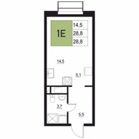Планировка однокомнатной(квартира) площадью 28.8 квадратных метров в “ЖК Вяземы Парк”