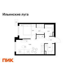Планировка однокомнатной(квартира) площадью 36.38 квадратных метров в ЖК “ЖК Ильинские луга”